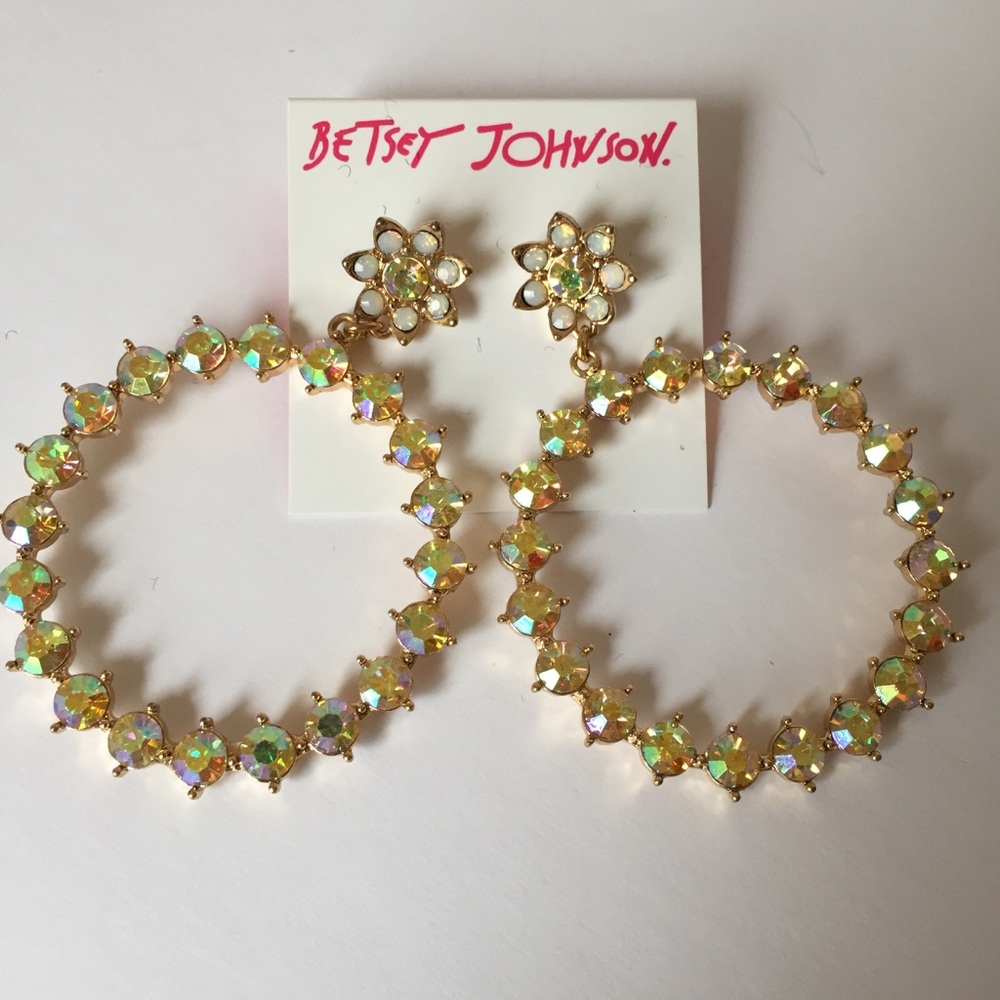 Iridescent Crystals Hoops Earrings